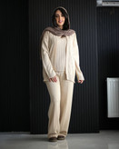 ست بافت تاپ وشلوار وژاکت