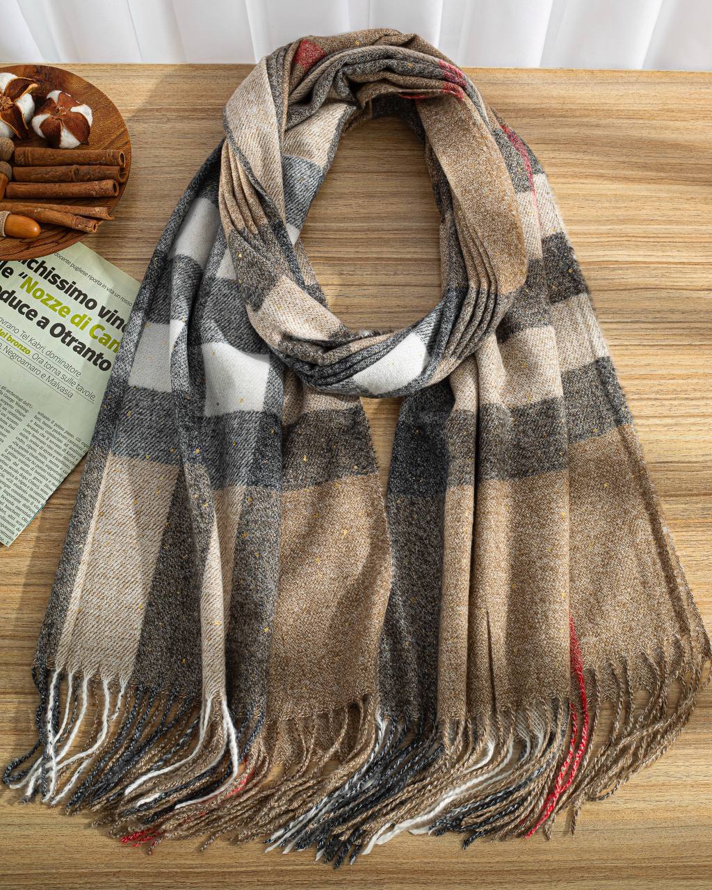 شال موهر سبک و گرم مدل چهارخانه