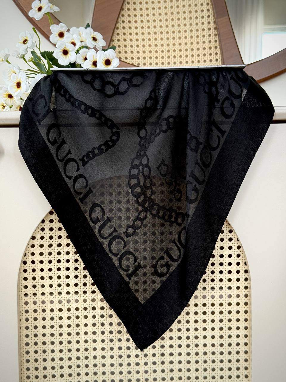 خرید روسری دورو ترک زنانه | طرح برجسته مشکی