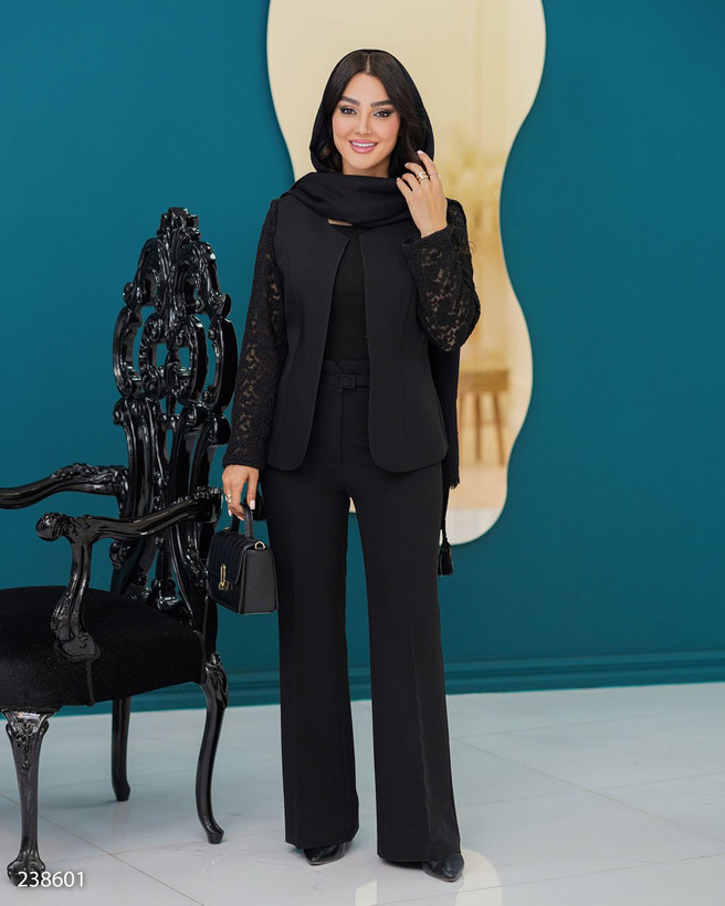 کت مازراتی زنانه با آستین دانتل | یقه گرد