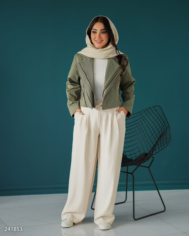 کراپ کت کتان زارا یقه انگلیسی