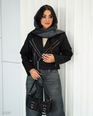 کراپ کت کتان زارا یقه انگلیسی