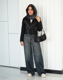 کراپ کت کتان زارا یقه انگلیسی