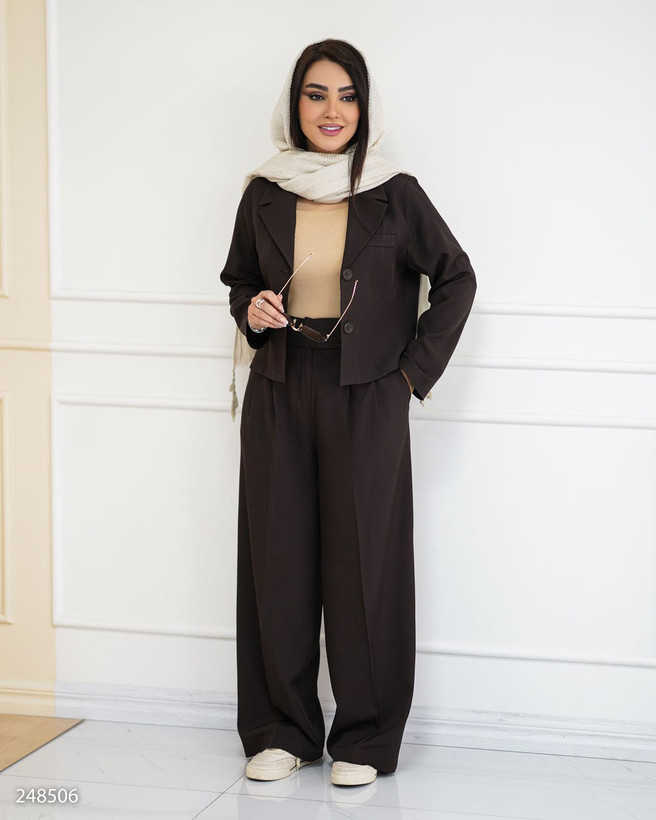 ست کراپ و شلوار بهاری شیک بزیاق | قد ۱۱۰